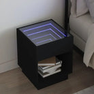 Nachtkastje van bewerkt hout met infinity LED-verlichting en duurzaam design - Zwart / 40 x 40 x 50 cm / 1