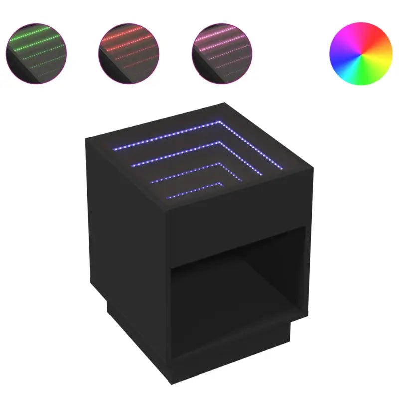 Nachtkastje van bewerkt hout met infinity LED-verlichting en duurzaam design - Nachtkastjes