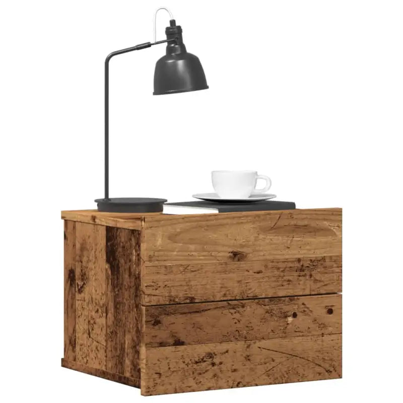 Nachtkastje van bewerkt hout met klassieke charme - Oud hout / 1 - Nachtkastjes