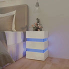 Nachtkastje van bewerkt hout met LED-verlichting voor gemak in de nacht - Hoogglans wit / 1 - Nachtkastjes