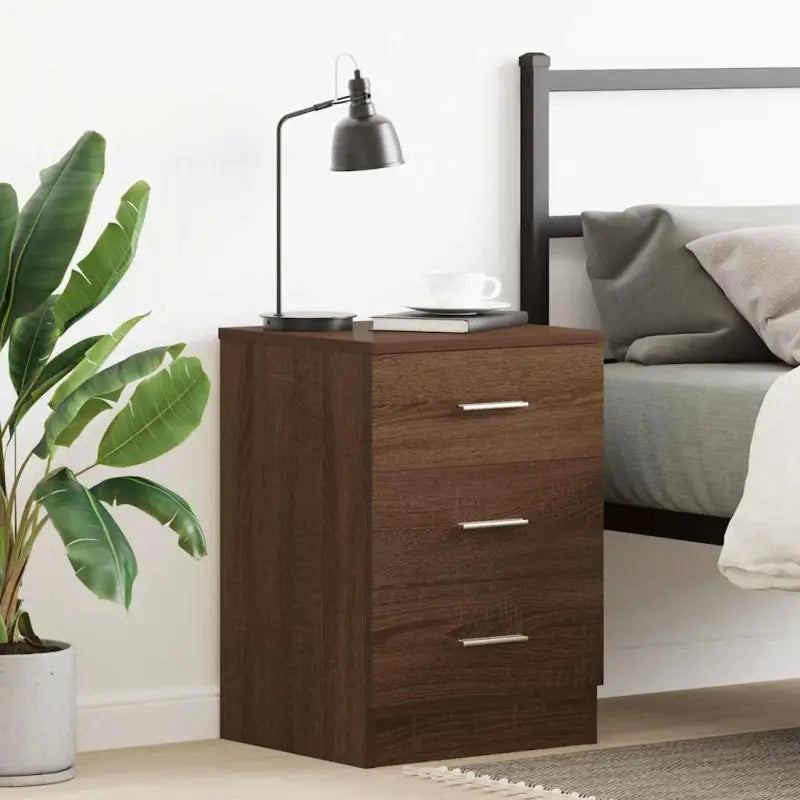 Nachtkastje van bewerkt hout met levering bevat voor een klassieke uitstraling - bruin eikenkleur / 1 - Nachtkastjes