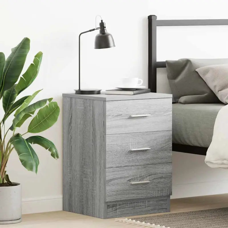 Nachtkastje van bewerkt hout met levering bevat voor een klassieke uitstraling - Grijs sonoma / 1 - Nachtkastjes