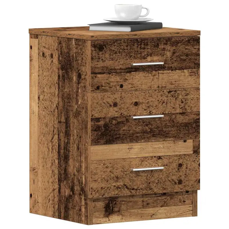 Nachtkastje van bewerkt hout met levering bevat voor een klassieke uitstraling - Oud hout / 2 - Nachtkastjes