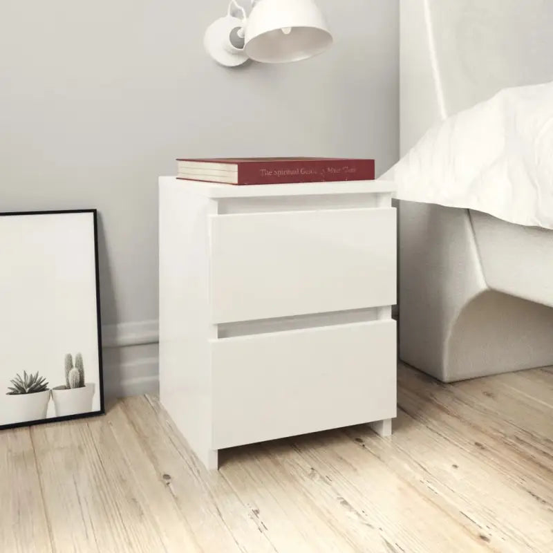 Nachtkastje van bewerkt hout met levering bevat voor klassieke charme - Hoogglans wit / 1 - Nachtkastjes