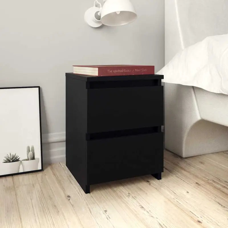 Nachtkastje van bewerkt hout met levering bevat voor klassieke charme - Zwart / 2 - Nachtkastjes