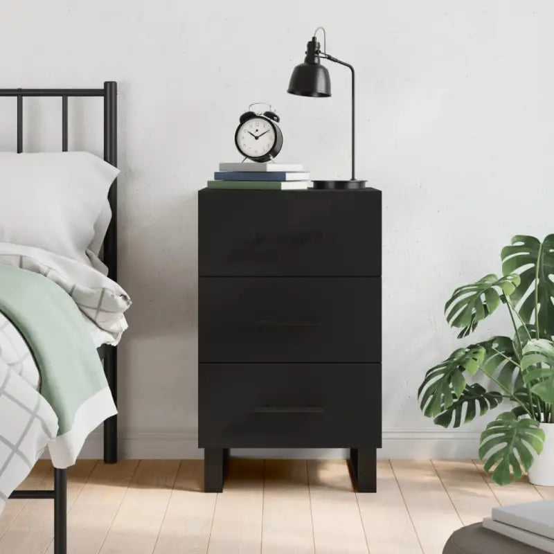 Nachtkastje van bewerkt hout met moderne charme en duurzame kwaliteit - Zwart / 1 - Nachtkastjes