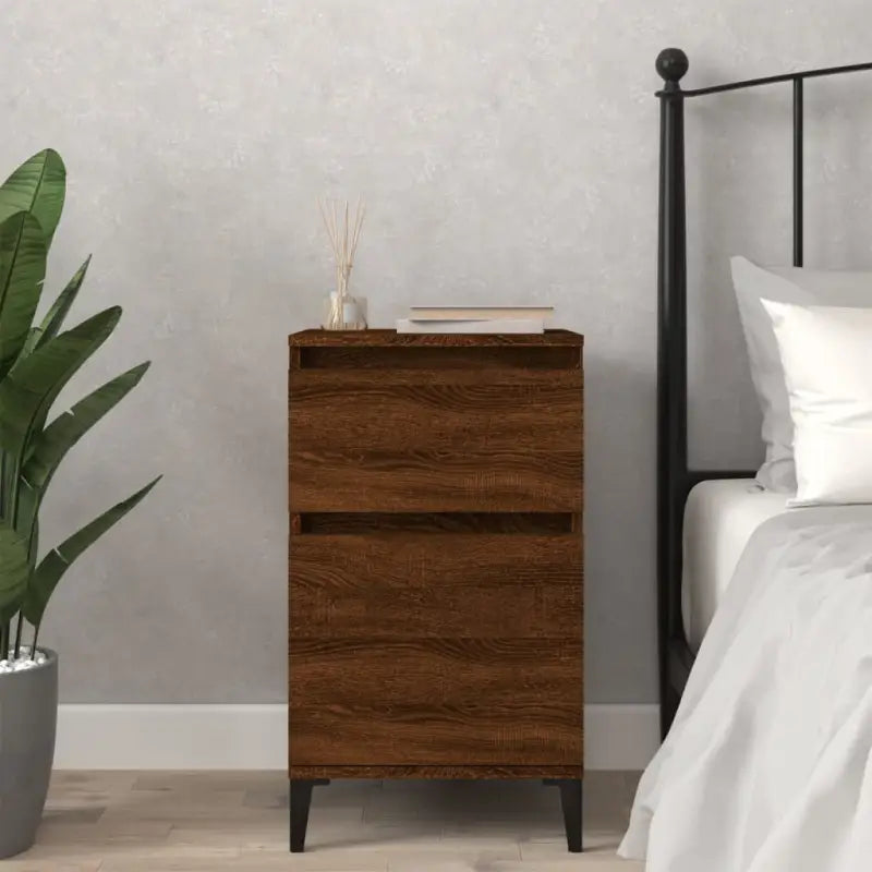 Nachtkastje van bewerkt hout met tijdloos en elegant ontwerp - bruin eikenkleur / 1 - Nachtkastjes