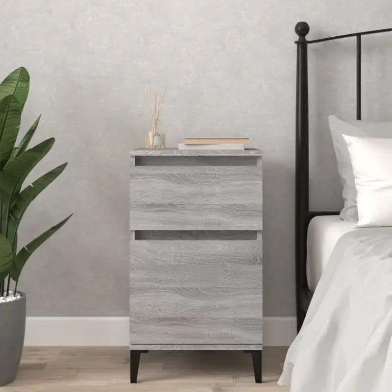 Nachtkastje van bewerkt hout met tijdloos en elegant ontwerp - Grijs sonoma / 1 - Nachtkastjes