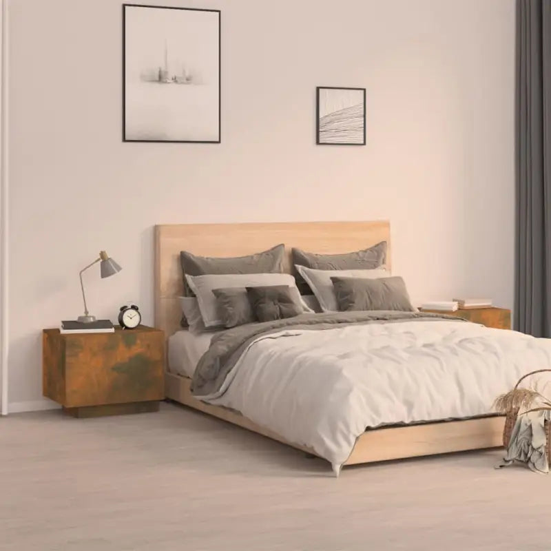 Nachtkastje van bewerkt hout met trendy en duurzaam ontwerp - Gerookt eiken / 1 - Nachtkastjes