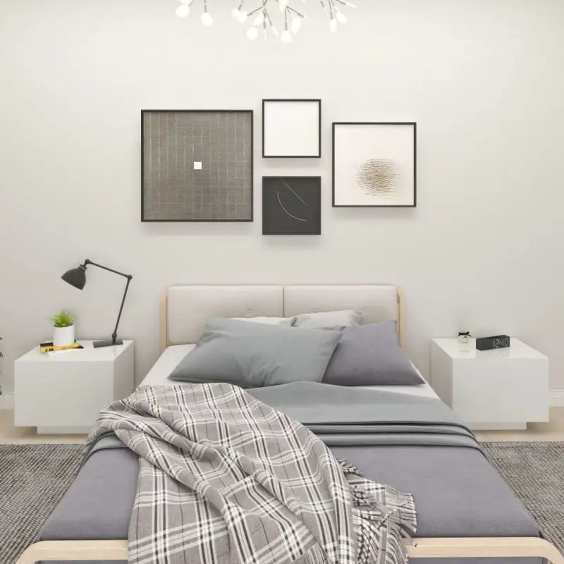Nachtkastje van bewerkt hout met trendy en duurzaam ontwerp - Hoogglans wit / 1 - Nachtkastjes