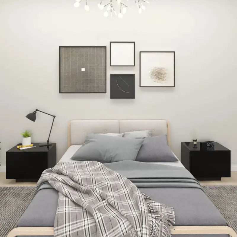 Nachtkastje van bewerkt hout met trendy en duurzaam ontwerp - Zwart / 1 - Nachtkastjes