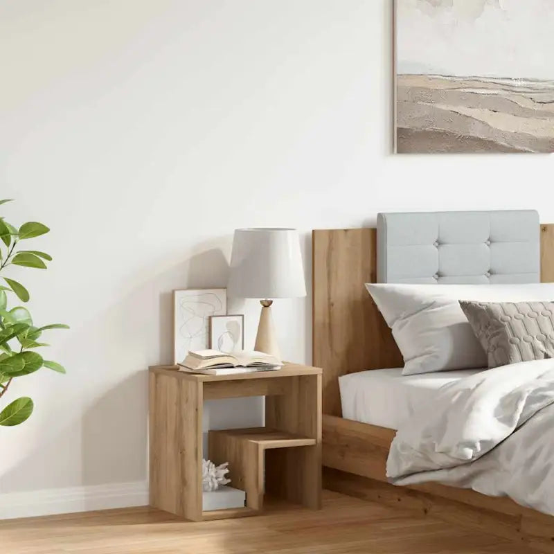 Nachtkastje van bewerkt hout met trendy en praktisch ontwerp - artisanaal eikenkleurig / 1 - Nachtkastjes