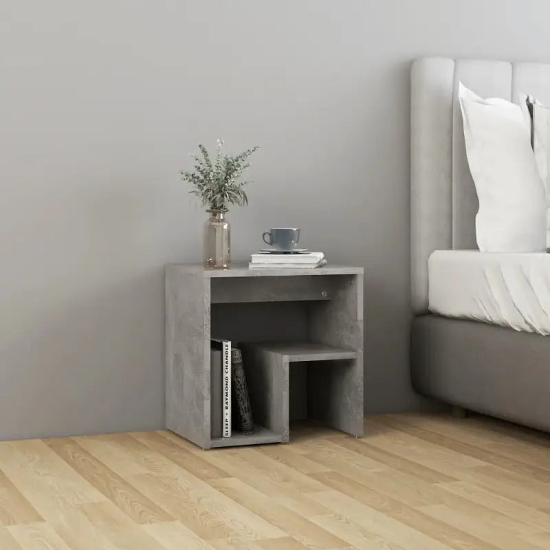 Nachtkastje van bewerkt hout met trendy en praktisch ontwerp - Betongrijs / 1 - Nachtkastjes