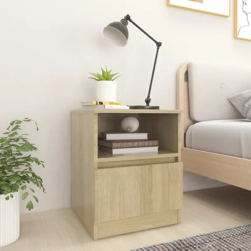 Nachtkastje van bewerkt hout met trendy en stevig ontwerp - Sonoma eiken / 2 - Nachtkastjes