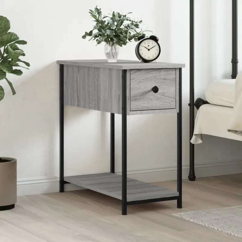 Nachtkastje van bewerkt hout met verstelbare poten en tijdloze stijl - Grijs sonoma / 1 - Nachtkastjes