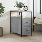 Nachtkastje van bewerkt hout met verstelbare poten voor stijl en comfort - Grijs sonoma / 1 - Nachtkastjes