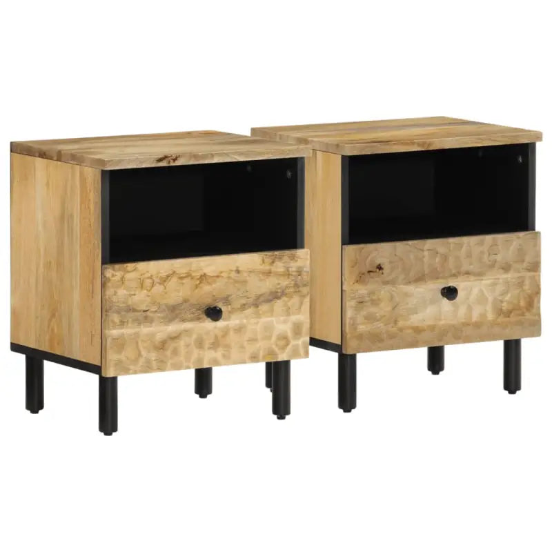 Nachtkastje van massief acaciahout met elegant en tijdloos ontwerp - Naturel / 2 / massief mangohout - Nachtkastjes