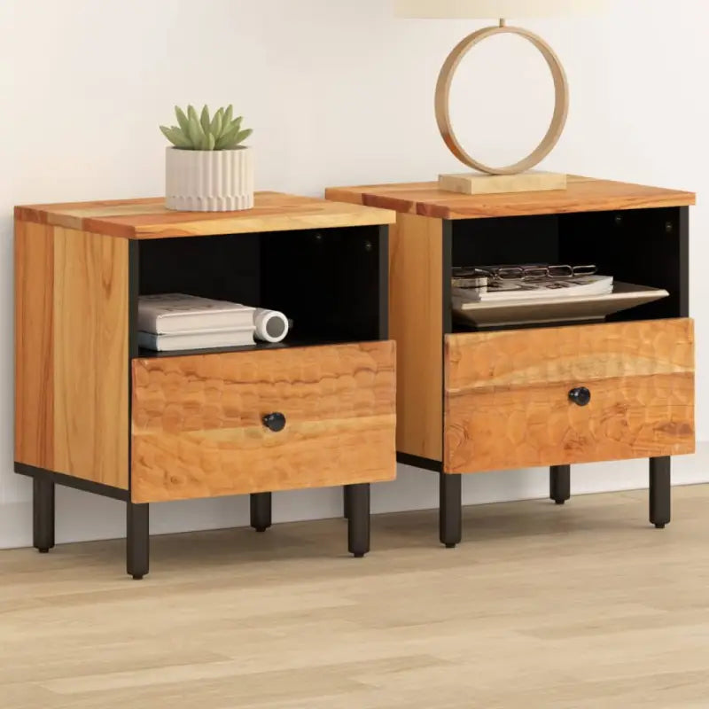 Nachtkastje van massief acaciahout met elegant en tijdloos ontwerp - Naturel / 2 / Massief acaciahout - Nachtkastjes