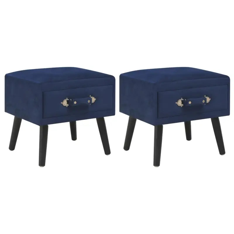 Nachtkastje van massief grenenhout met elegant fluwelen ontwerp - Blauw / 2 - Nachtkastjes