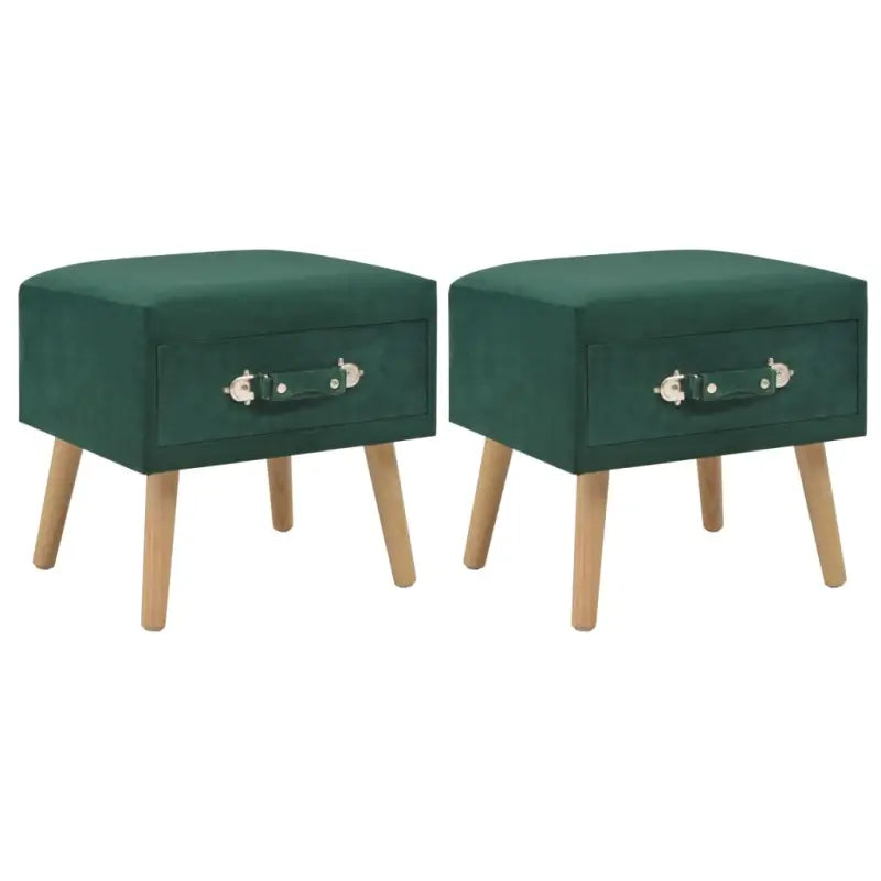 Nachtkastje van massief grenenhout met elegant fluwelen ontwerp - Groen / 2 - Nachtkastjes