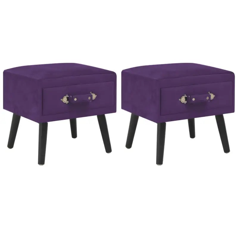 Nachtkastje van massief grenenhout met elegant fluwelen ontwerp - Paars / 2 - Nachtkastjes