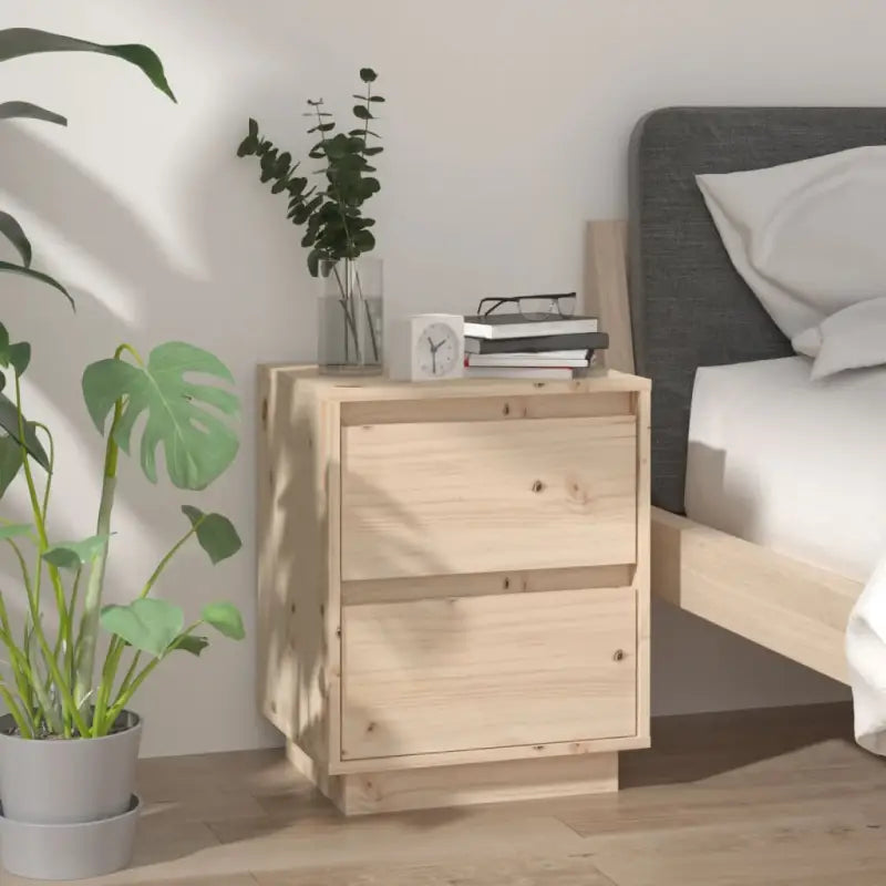Nachtkastje van massief grenenhout met moderne charme - Naturel / 1 - Nachtkastjes