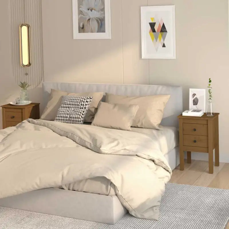 Nachtkastje van massief grenenhout met stevig blad en elegant ontwerp - Honingbruin / 2 - Nachtkastjes