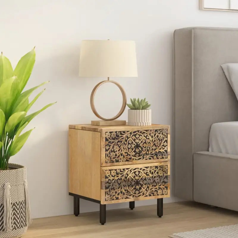 Nachtkastje van massief mangohout met elegant en tijdloos ontwerp - Nachtkastjes
