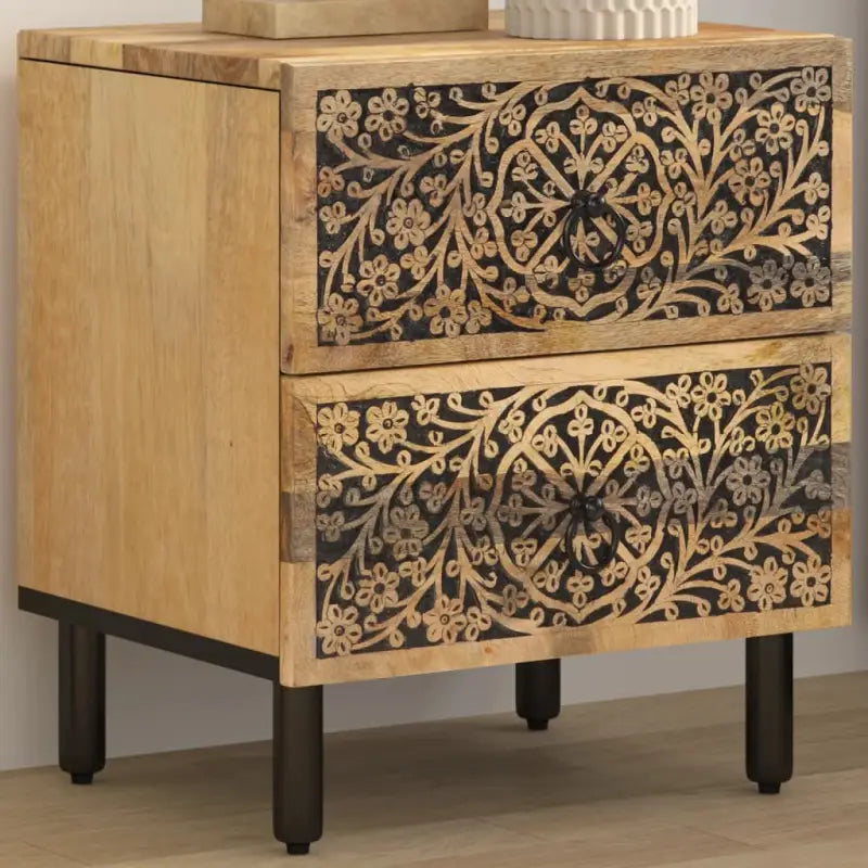 Nachtkastje van massief mangohout met elegant en tijdloos ontwerp - Nachtkastjes