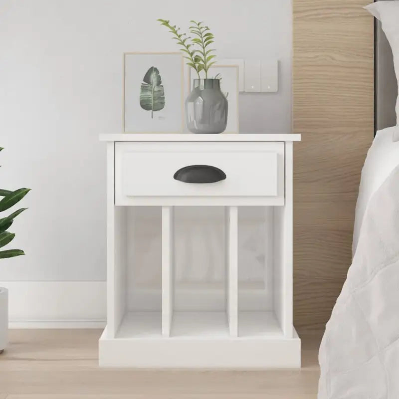 Nachtkastjes in Grijs Sonoma met elegant en duurzaam ontwerp - Hoogglans wit / 1 - Nachtkastjes