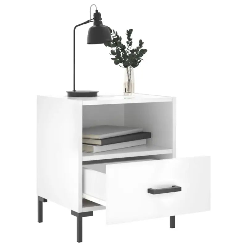 Nachtkastjes in hoogglans wit van bewerkt hout voor modern interieur - Nachtkastjes