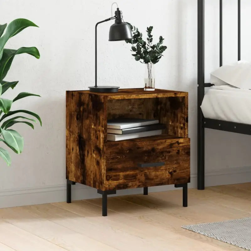 Nachtkastjes in hoogglans wit van bewerkt hout voor modern interieur - Gerookt eiken / 1 - Nachtkastjes