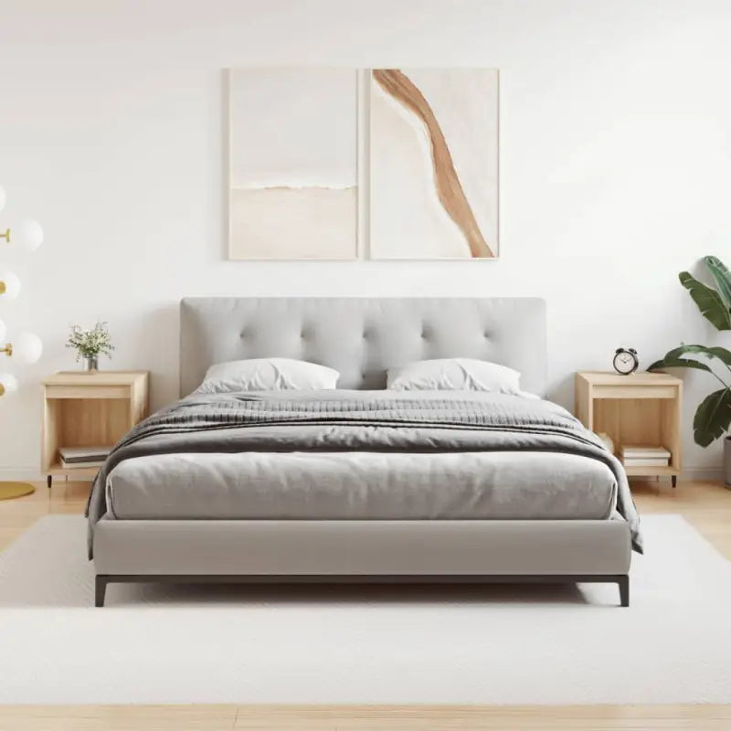 Nachtkastjes met bewerkt hout en metalen poten in een strak design - Sonoma eiken / 2 - Nachtkastjes