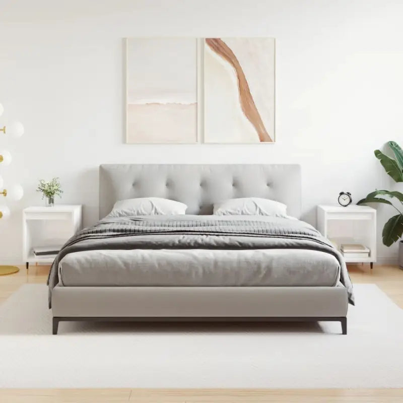 Nachtkastjes met bewerkt hout en metalen poten in een strak design - Hoogglans wit / 2 - Nachtkastjes