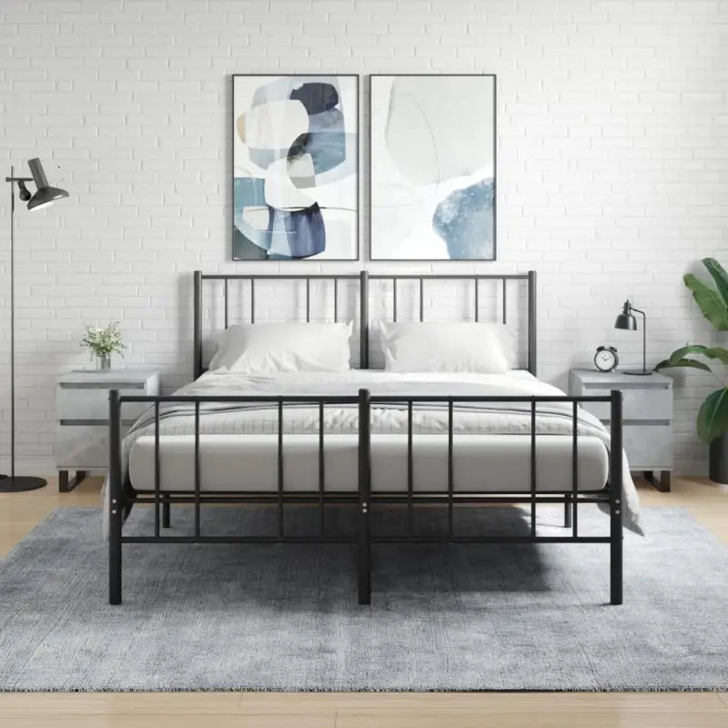 Nachtkastjes met bewerkt hout en metalen poten voor een strak interieur - Betongrijs / 2 - Nachtkastjes