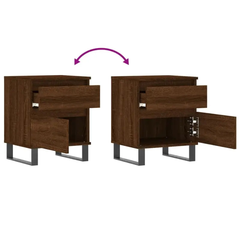 Nachtkastjes met bewerkt hout en metalen poten voor een strak interieur - Nachtkastjes