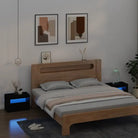 Nachtkastjes met bewerkt hout en RGB LED-verlichting in Sonoma Eiken - Zwart / 2 - Nachtkastjes