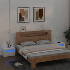 Nachtkastjes met bewerkt hout en RGB LED-verlichting in Sonoma Eiken - Wit / 2 - Nachtkastjes