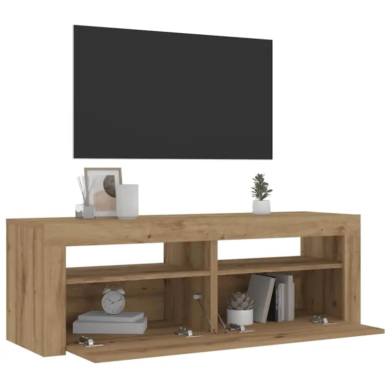 Nachtkastjes met bewerkt hout en RGB LED-verlichting in Sonoma Eiken - artisanaal eikenkleurig / 2 - Nachtkastjes