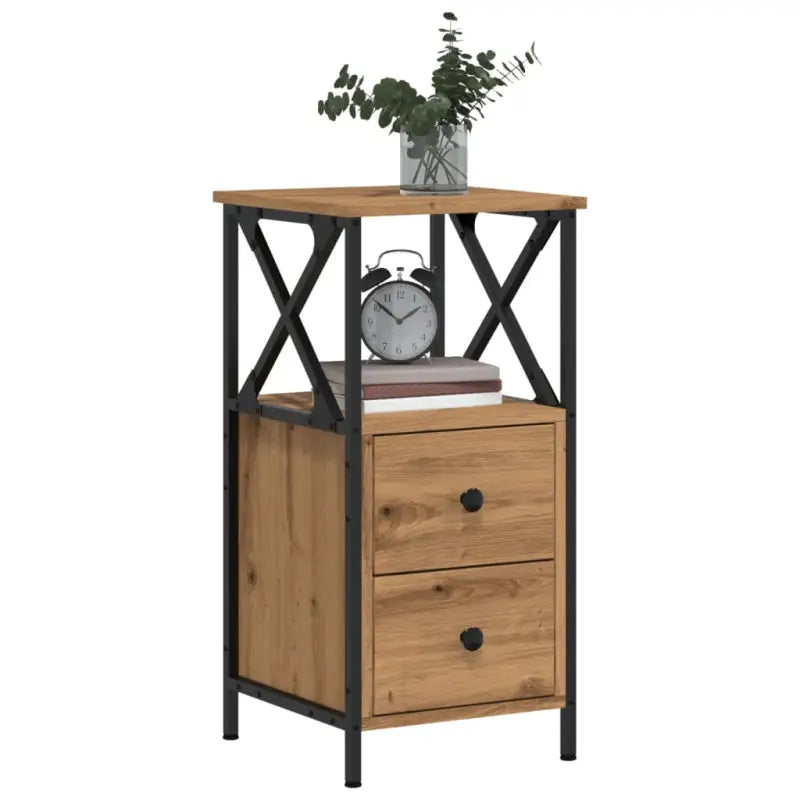 Nachtkastjes met bewerkt hout en verstelbare poten voor een tijdloze uitstraling - artisanaal eikenkleurig / 2