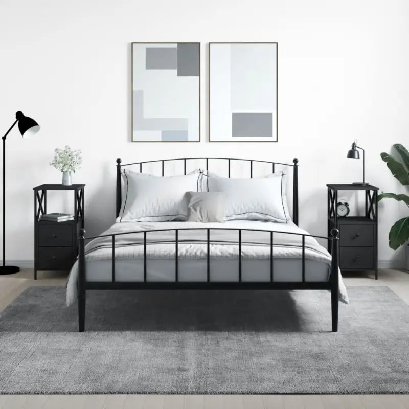 Nachtkastjes met bewerkt hout en verstelbare poten voor een tijdloze uitstraling - Zwart / 2 - Nachtkastjes