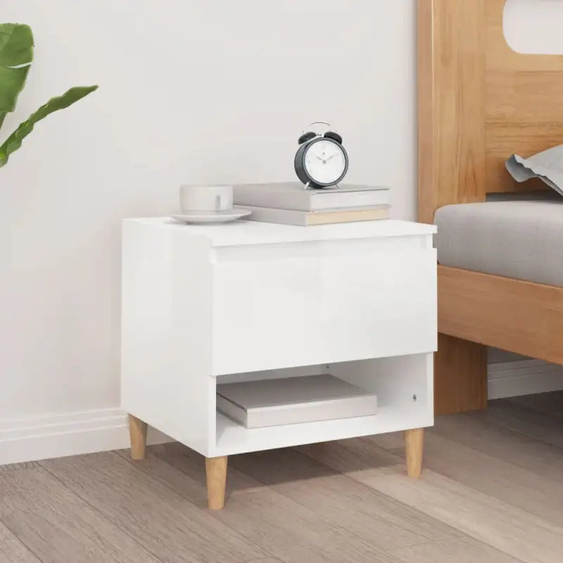 Nachtkastjes met bewerkt hout voor een elegant en tijdloos interieur - Hoogglans wit / 1 - Nachtkastjes