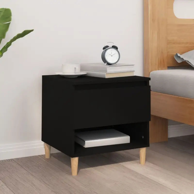 Nachtkastjes met bewerkt hout voor een elegant en tijdloos interieur - Zwart / 1 - Nachtkastjes