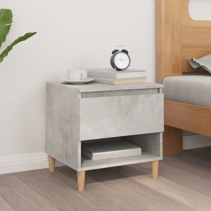 Nachtkastjes met bewerkt hout voor een elegant en tijdloos interieur - Betongrijs / 1 - Nachtkastjes