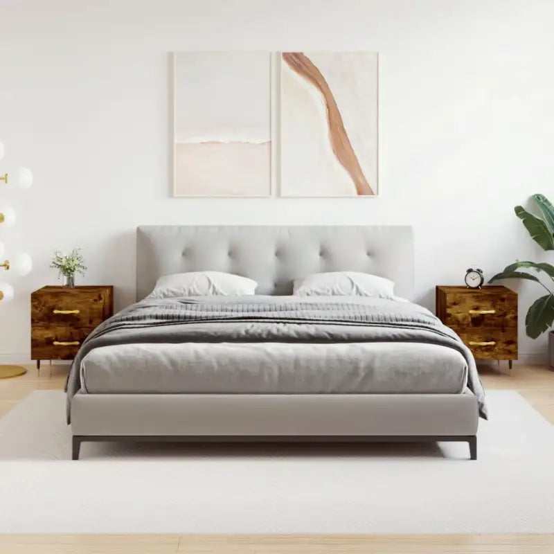 Nachtkastjes met bewerkt hout voor moderne en duurzame interieurstijl - Gerookt eiken / 2 - Nachtkastjes