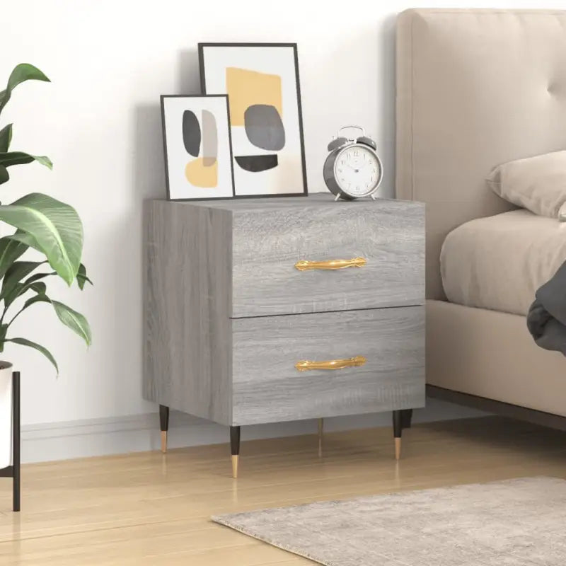 Nachtkastjes met bewerkt hout voor moderne en duurzame interieurstijl - Grijs sonoma / 1 - Nachtkastjes