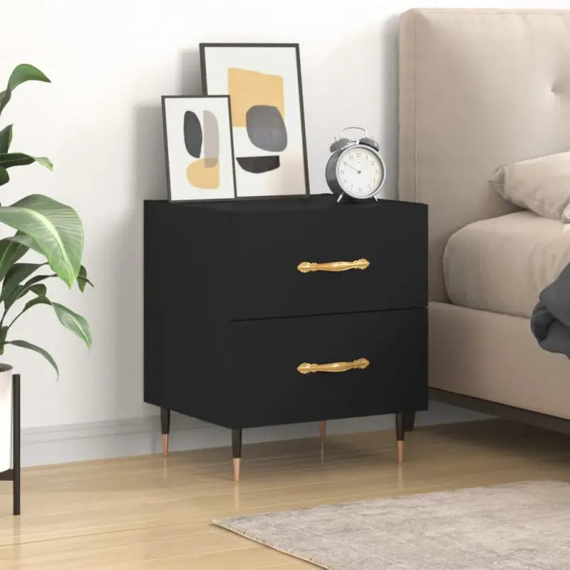 Nachtkastjes met bewerkt hout voor moderne en duurzame interieurstijl - Zwart / 1 - Nachtkastjes