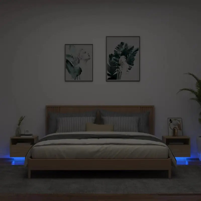 Nachtkastjes met rgb led-verlichting en duurzaam bewerkt hout - Sonoma eiken / 2 - Nachtkastjes