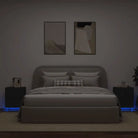 Nachtkastjes met rgb led-verlichting en duurzaam bewerkt hout - Zwart / 2 - Nachtkastjes