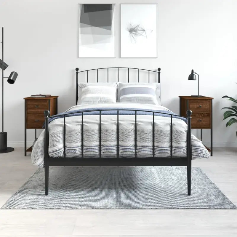 Nachtkastjes met verstelbare poten bewerkt hout voor tijdloze charme - bruin eikenkleur / 2 - Nachtkastjes